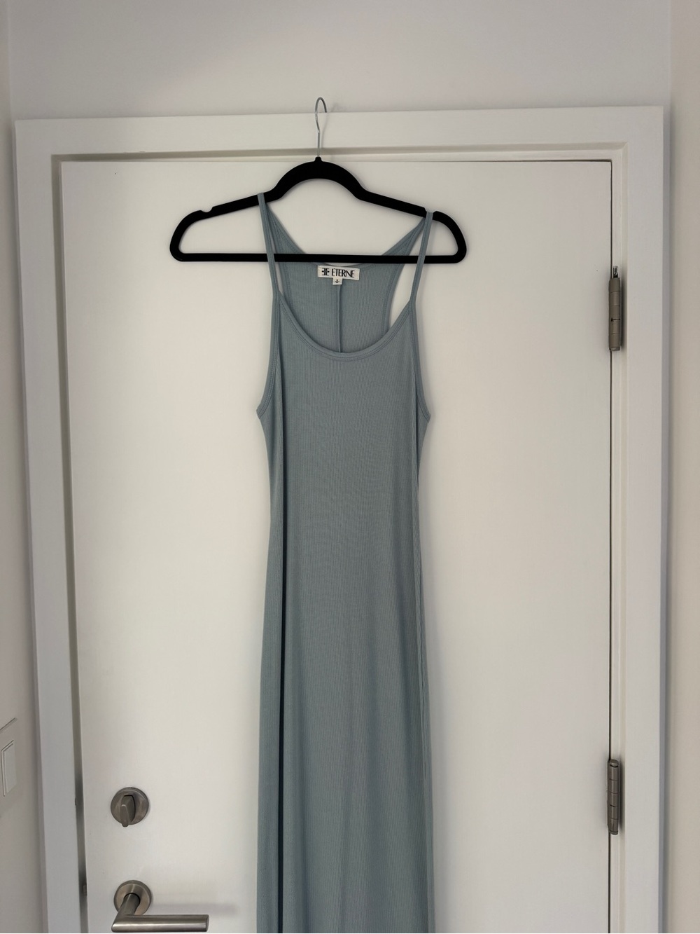 Eterne Light Blue Ribbed Racerback Tank Maxi Dress - Picture 4 of 5